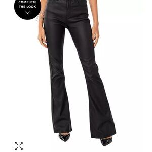 Edited Luna Faux Leather Flare Jeans